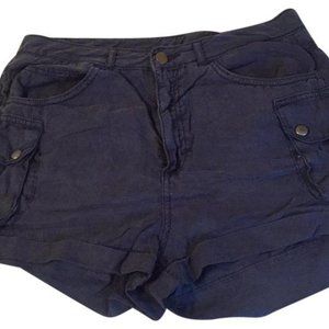 Navy Washed Silk Feel Shorts